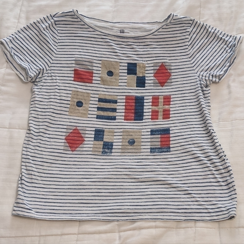 TOMMY Hilfiger nautical style striped shirt size Large